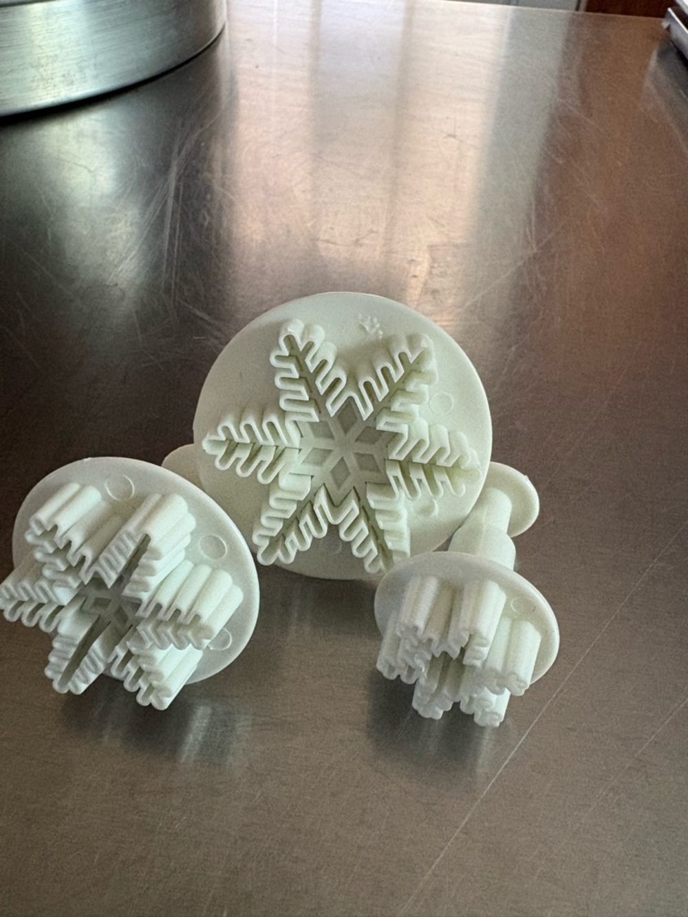 Snowflake Plunger for Fondant or Cookie Press - White set of 3